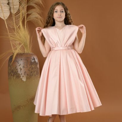 صورة فستان بناتي سهرة 4 الوان منفوش - M3469